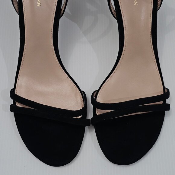 NEW Stuart Weitzman Lexie Sandal Heel Wraparound Ankle Black Suede Size 9.5 - Picture 5 of 14